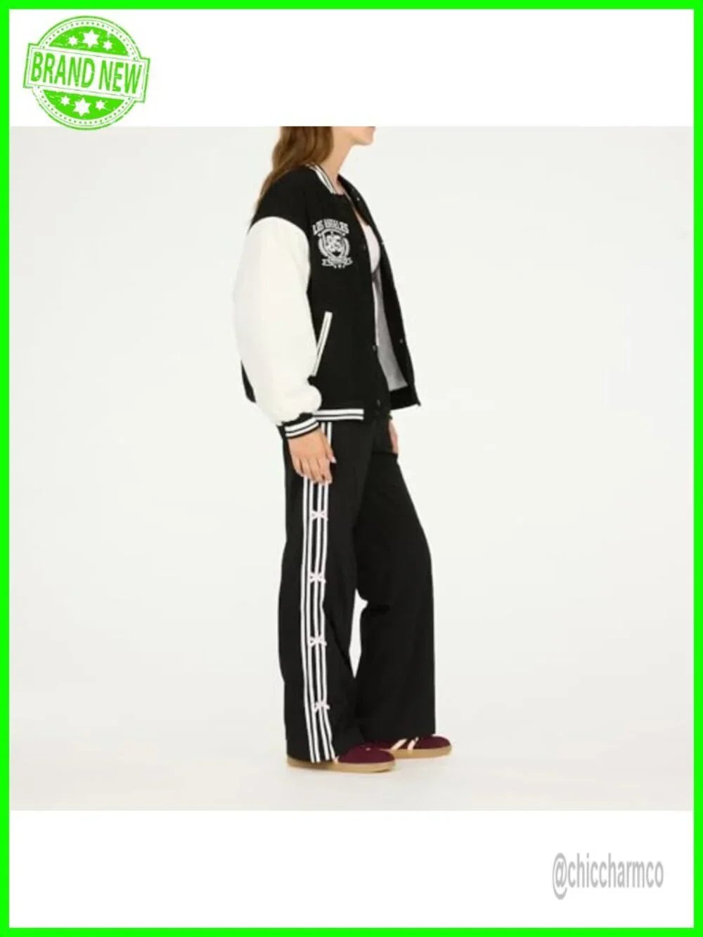 Oversized Corduroy Bomber Jacket Women's Varsity Patches Snap Closure Retro